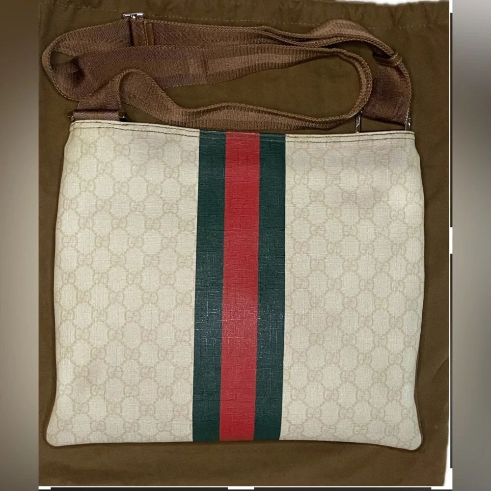 GUCCI ❤️❤️ SHERRY/WEB LINE CROSSBODY RARE - Picture 3 of 15